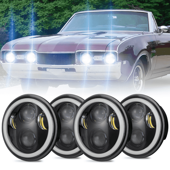 4PCS DOT 5 3/4" 5.75 LED Headlights HI/LO DRL for Oldsmobile 442 98 F85 Cutlass