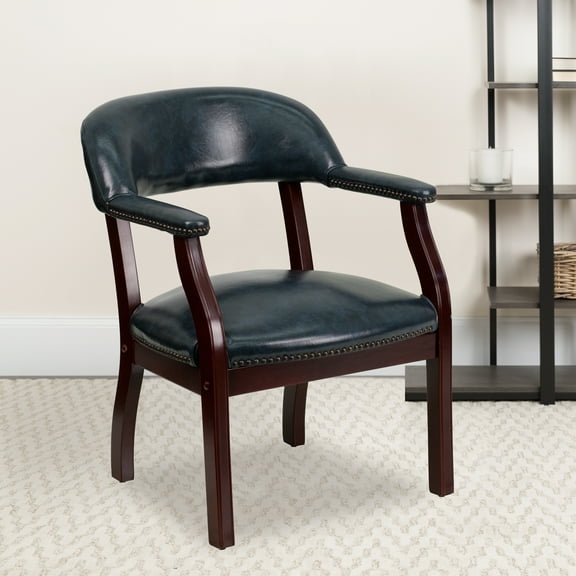 Flash Furniture Diamond Navy Vinyl Luxurious Conference Chair with Accent Nail Trim