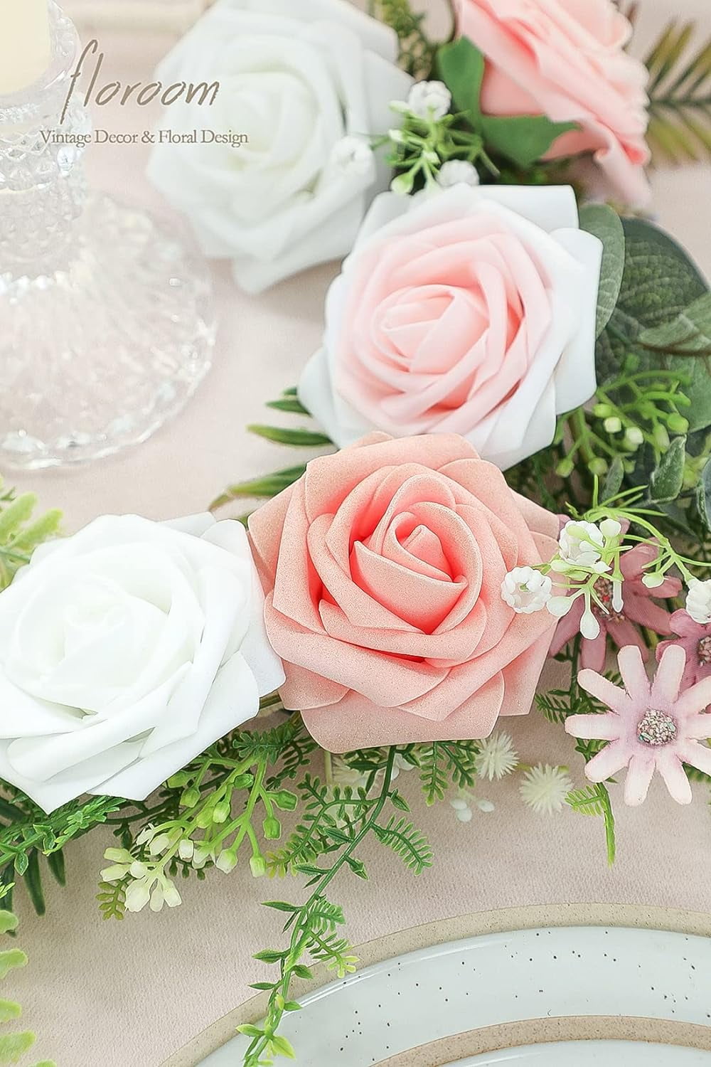 Artificial Flowers 25pcs Real Looking Emerald Green Ombre Colors Foam Fake Roses with Stems for DIY Wedding Bouquets Bridal Shower Centerpieces Sage Green Floral Arrangements Tables Decoration