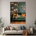thumbnail image 6 of Mudket Framed Leopard on Green Velvet Sofa Canvas Wall Art, Floral Wallpaper Animal Print Wall Decor, Ready to Hang for Living Room - 12"L x 8"W, 6 of 10
