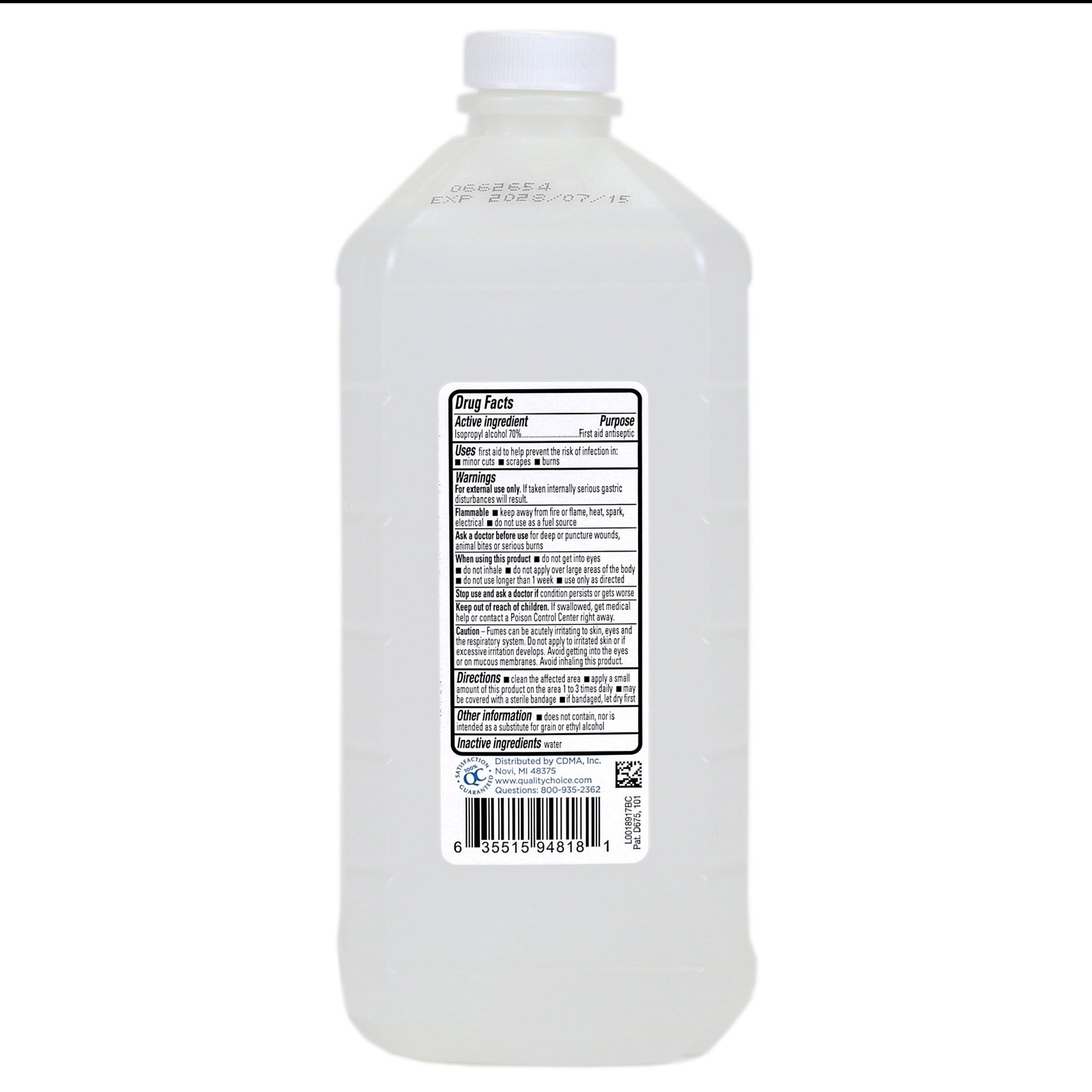 Quality Choice 70% Isopropyl Alcohol First Aid Antiseptic, 32 FL OZ - 4 Pack