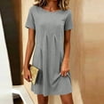 thumbnail image 2 of Byworldtasic Women's 2026 T Shirt Dress Summer Casual Flowy Short Sleeve Ruched Waistline Round Neck Going Out Dress, 2 of 7