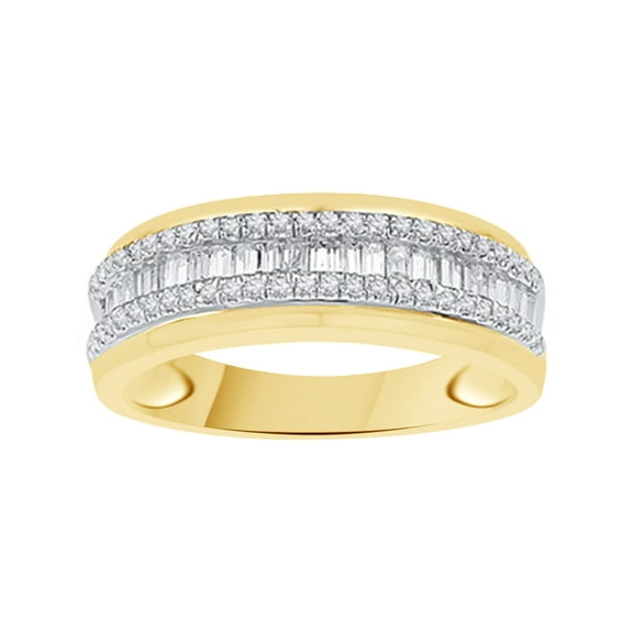 AFFY White Natural Diamond Anniversary Ring In 10k Yellow Gold (0.5 Cttw)