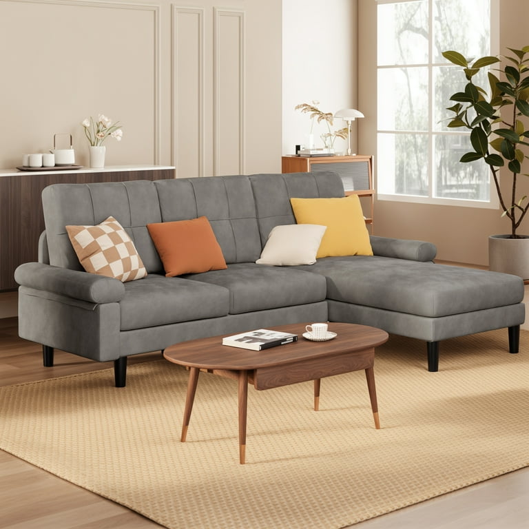 Lofka Sofa Couch with Thick Foam Cushion and Sturdy Wood Legs for Livinig Room, Office,  Beige