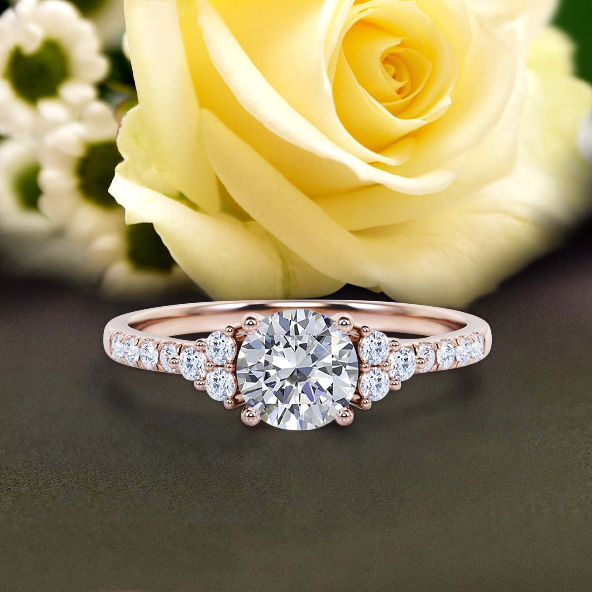 Belle Bague de Fiançailles Moissanite en Diamant de Carat