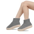 thumbnail image 2 of Women's Indoor Slipper Socks Thick Plush Lined Cable Knit Outer Anti Slip Rubber Particle Sole Loose Short Cuff Muted Solid Home Wear, Slipper Socks With Grips for Women Gray Free Size, 2 of 7