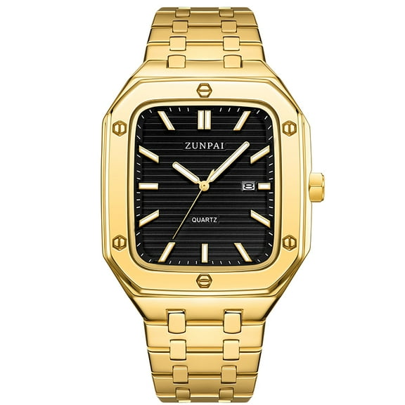 ZUNPAI Watches for Men with Luminous Calendar Waterproof, Men's Wristwatch Fashion Quartz Analog Leather Steel Strap Watch