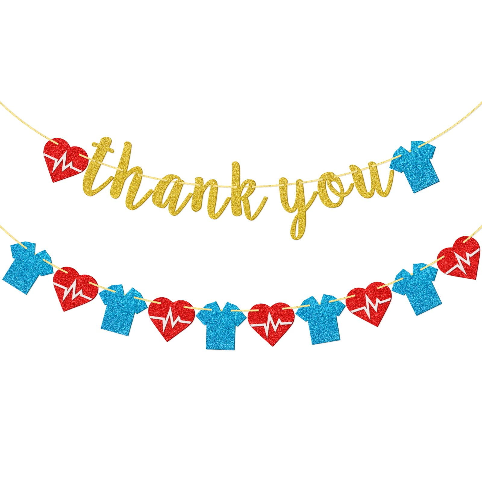 Pre-strung Thank You For All You Do Banner - NO DIY - Gold Glitter ...