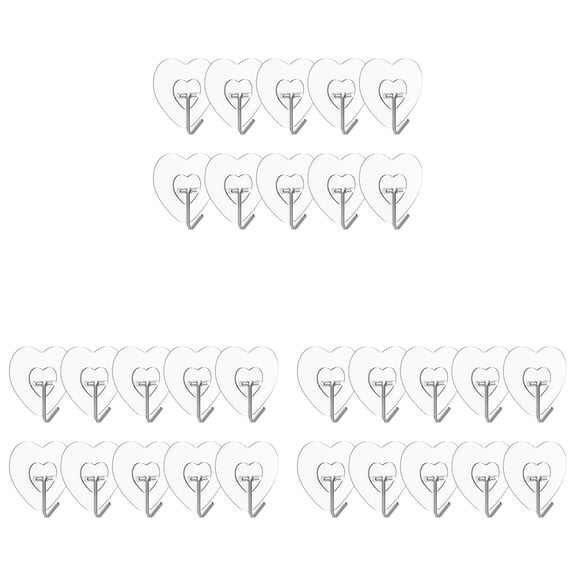 Adhesive Hooks, Heavy Duty Transparent Sticky Hooks for Wall, No Nail Multipurpose Hanging Hooks for Towel, Coat, Keys, Kitchen, Bathroom, Ceiling and Glass Door,30pc