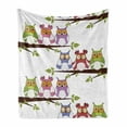 thumbnail image 1 of Owls Soft Flannel Fleece Blanket, Owls on the Tree Branches Sitting in Horizontal Line Friendship Event Themed Artwork, Cozy Plush for Indoor and Outdoor Use, 70" x 90", Multicolor, by Ambesonne, 1 of 5