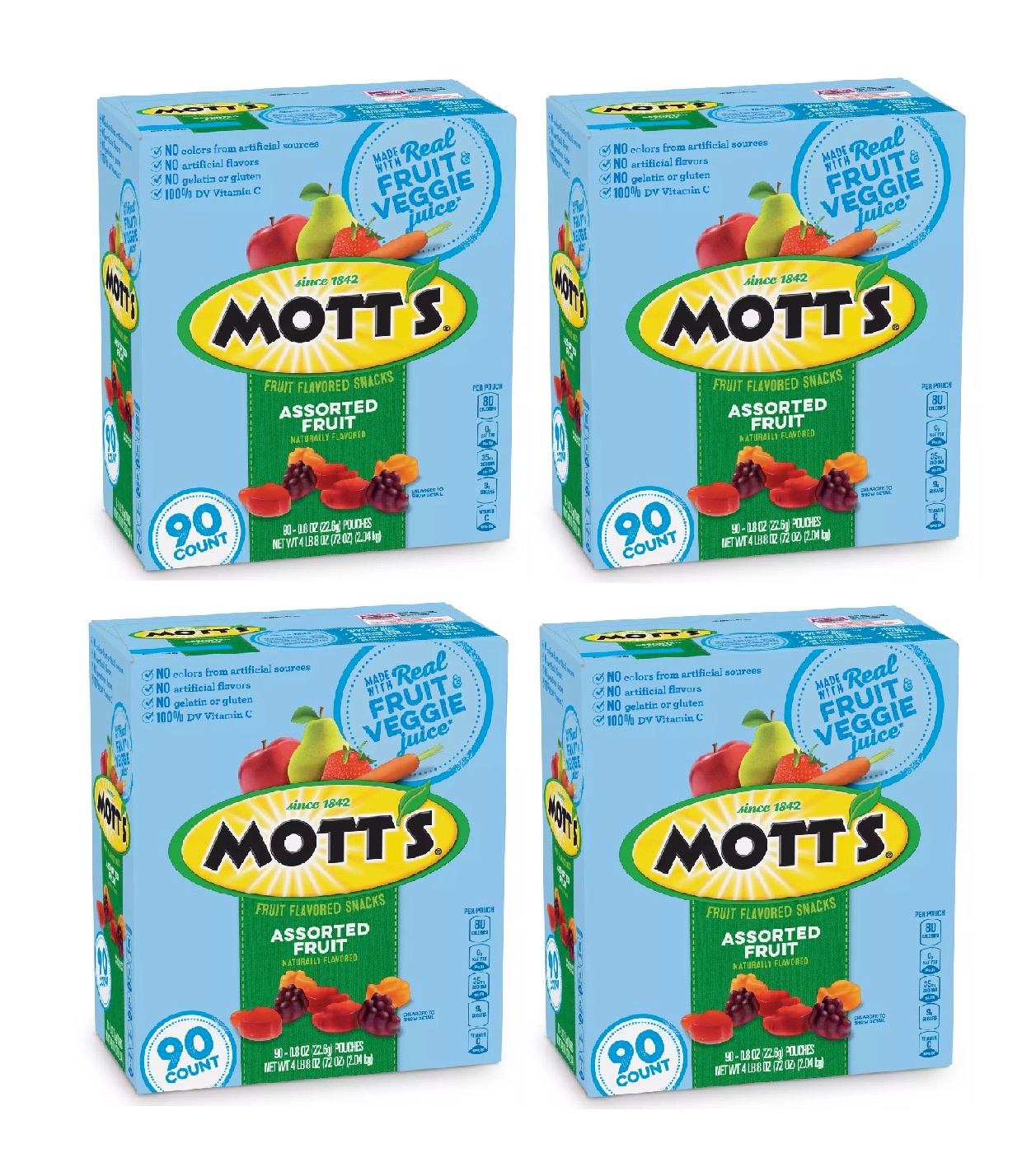 Mott's Fruit Flavored Snacks Assorted Fruit (90 ct.) 4PK