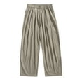 thumbnail image 2 of JXMVOJ Mens Casual Pants Loose Fit Elastic Drawstring Waist Wide-Legs Summer Yoga Beach Long Pants Men's New Solid Color Casual Lazy Style Fashionable Wide Leg Pants, 2 of 9