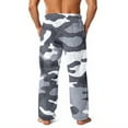 thumbnail image 4 of Domuza Men's Plush Warm Pajama Pants Fluffy Soft Fleece Relaxed Fit Stretch Waist Pjs Trousers Fall Winter Camo Straight Leg Lounge Sleep Pants Gray L, 4 of 6