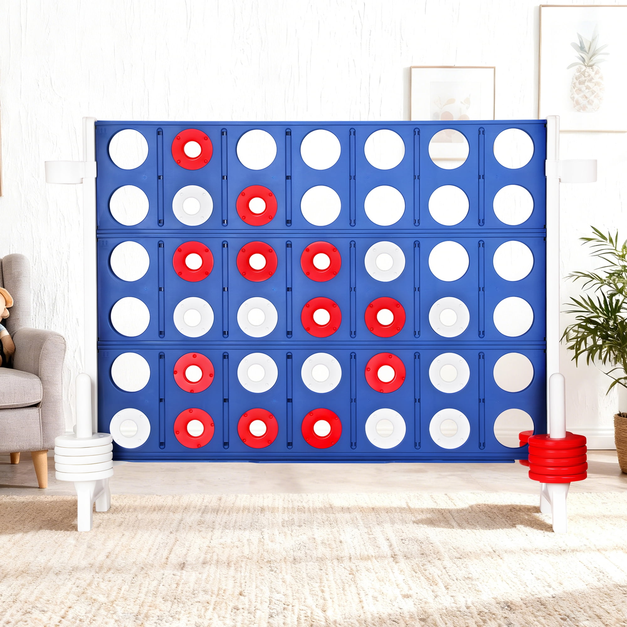 Giant 4-in-a-Row Outdoor Game Set for Kids and Adults, Jumbo 4-to-Score Game for Family Party Games Birthday Gifts