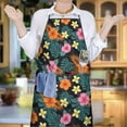 thumbnail image 6 of Pioneer Flower Floral Print Pattern Cotton Linen Apron with Pockets, Waterproof Adjustable, 33x27 Inch for Kitchen, Gardening, BBQ, Salon, 6 of 6