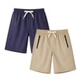 thumbnail image 4 of HILEELANG 5-15T Boys 2-Pack Quick Dry Athletic Sweat Shorts, Elastic Waist Active Shorts with Zipper Pockets for Kids Youth, 4 of 10