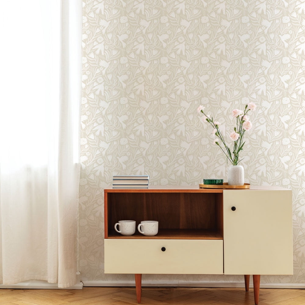 Tempaper Otomi Dove Ivory Peel and Stick Wallpaper, 20.5" x 16.5'