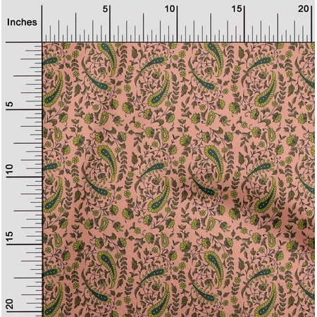 oneOone Viscose Jersey Fabric Leaves|Floral & Paisley Block Print Sewing Fabric BTY 60 Inch Wide