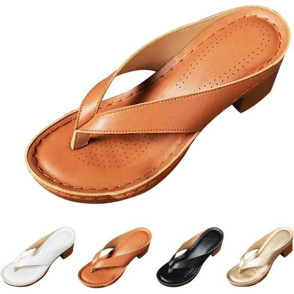 Women's Solid Color Summer Chunky Heel Sandals Slip on Open Toe Square Toe Comfortable Heeled Sandals Mules for Women Heels Womens Shoes Wedges for Long Walk Casual Shoes Dressy