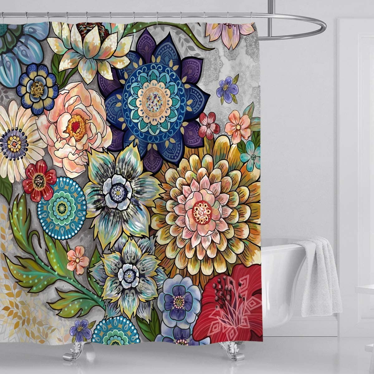 Bohemian Butterfly Shower Curtain Bathroom Mat Waterproof Fabric & 12Hooks 72" 