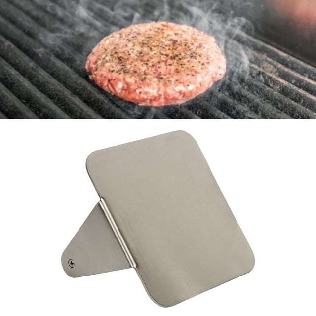 Presse à Burger Smashed, Poignée en Bois en Acier Inoxydable 304 Presse à Burger Carrée Antirouille pour Maison Restaurant Camping