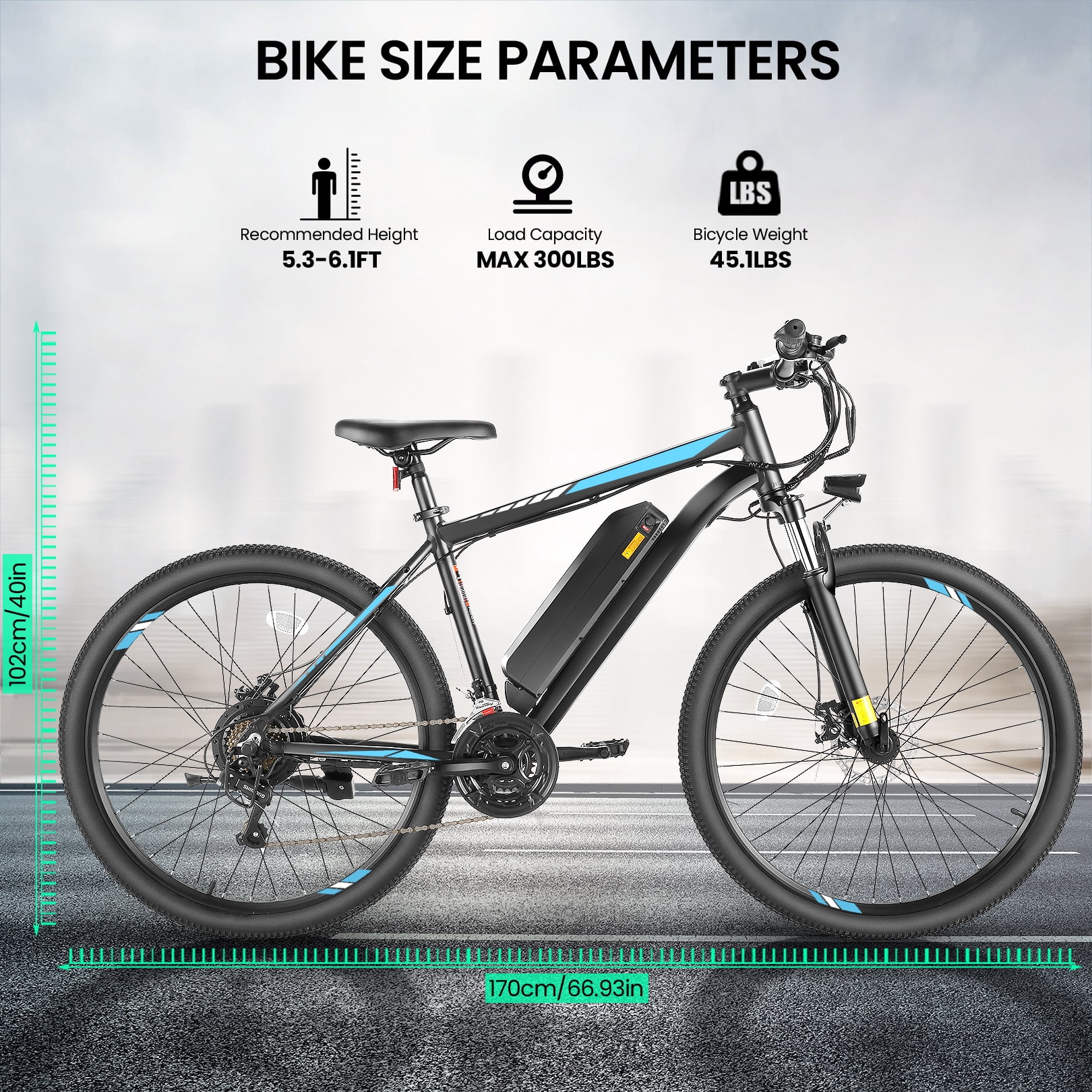 Elifine 26" Electric Bike for Adults 350W Electric Mountain Bike with 36V 10.4Ah Removable Battery, LCD, Lockable Suspension Fork, 5 Riding Modes, 21 Speed Commuter Ebike, UL2849