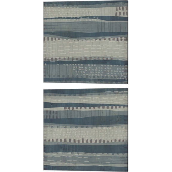 Great Art Now Blue Dusk Textile by June Erica Vess 2 Piece Canvas Art Set Each 14W x 14H