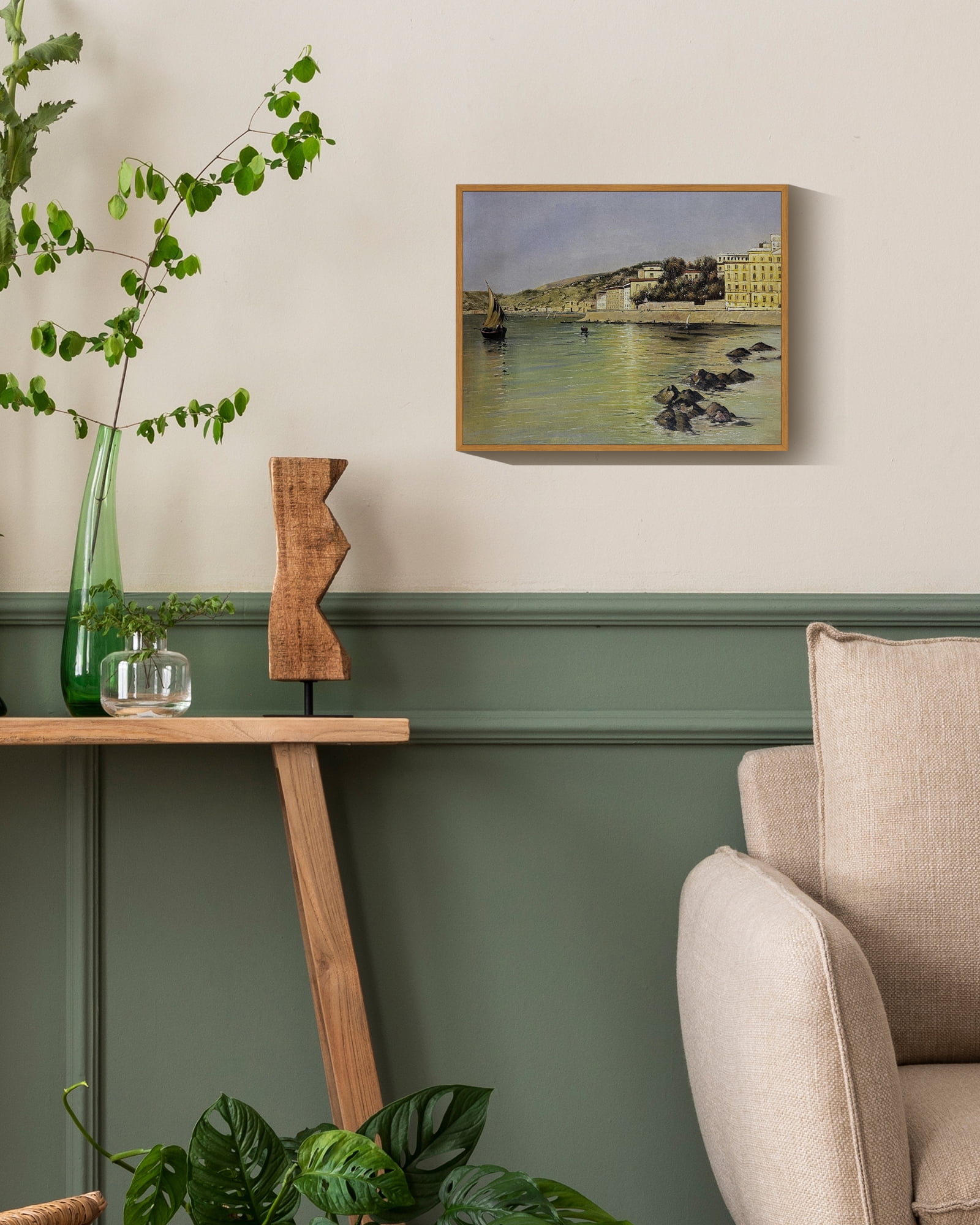 Drsoum Vintage Landscape Wall Art Classic Retro Seatown Prints Farmhouse Kitchen Bathroom Office Decor - 8x10in Nature Framed