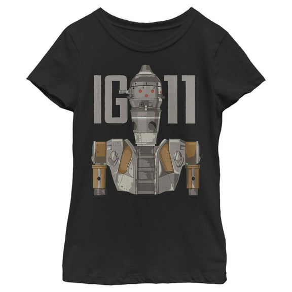 Girl's Star Wars: The Mandalorian IG-11 Droid Illustrated  Graphic Tee Black Medium