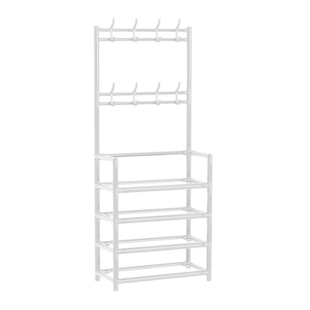 Un Porte-Chaussures Monté à la Porte, Portemanteau Suspendu, Organisateur de Rangement Multifonction avec Tablettes Ajustables, Acier Inoxydable Robuste et Installation Facile pour l'Entrée, le Garde-Robe et l'Appartement, 24X12