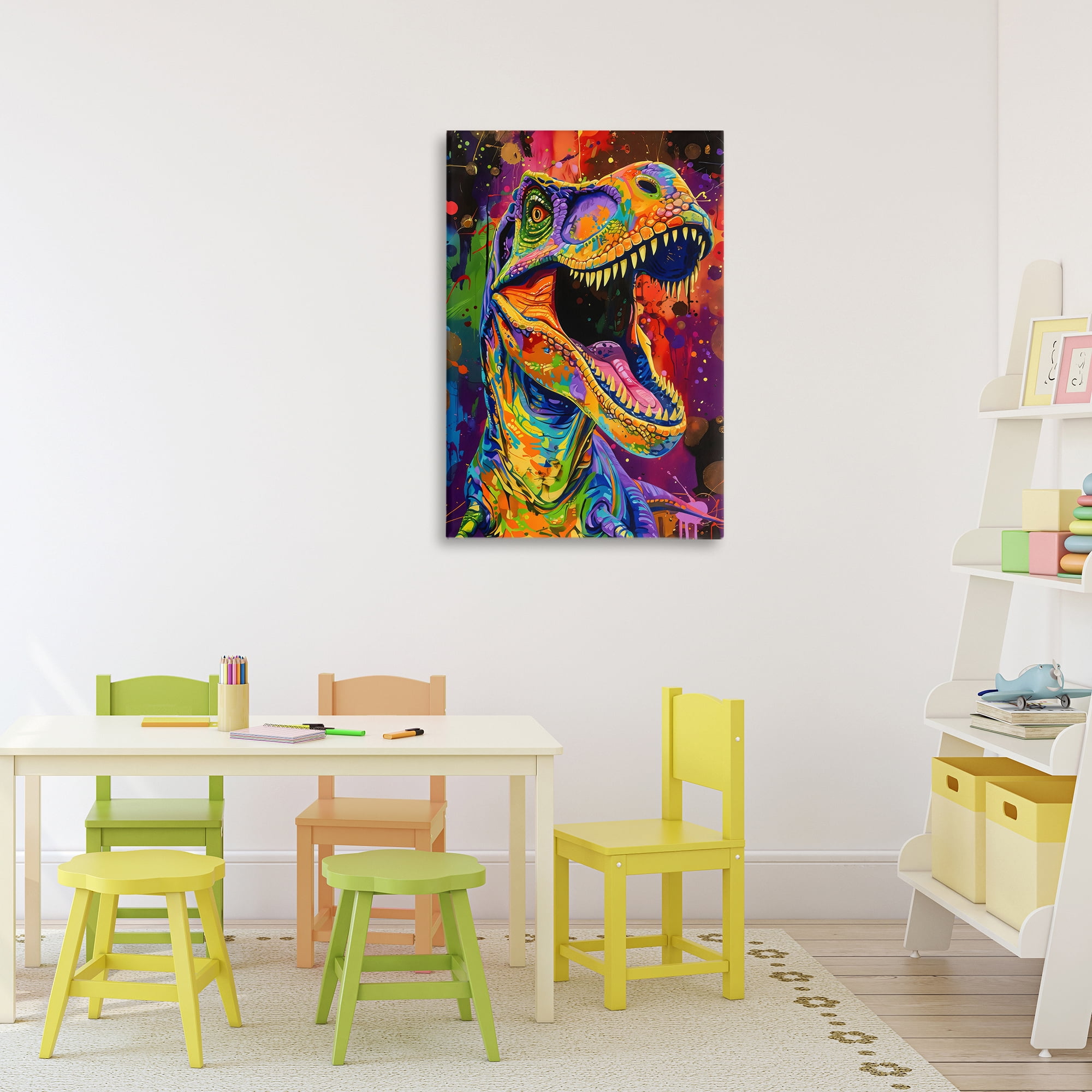 Stupell Industries Paint Splatter Urban T-Rex Canvas Wall Art, design by Creative Studio