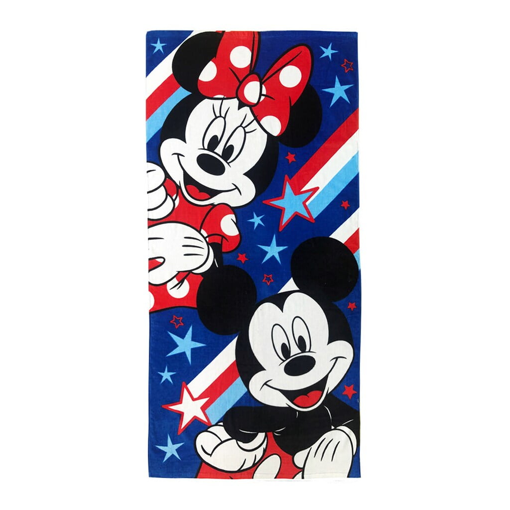 Disney Beach Towel for Kids Featuring Minnie & Mickey in a Patriotic