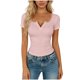 thumbnail image 3 of TaTaai Women's V-Neck Button Top with Ruffle Trim Short Sleeve Fitted Blouse Casual Fashion Solid Color Soft Comfortable Shirt for Spring Summer Daily Wear Gift, 3 of 5