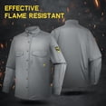 thumbnail image 2 of PTAHDUS 7.5oz Men's Flame Resistant Button Down Shirt, Men Lightweight Twill FR Work Shirt Ideal for Welding and Oil Worker (Grey, Small), 2 of 6