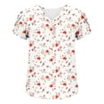 thumbnail image 5 of Njagoc3 Womens Short Sleeve V-Neck Floral Print Blouse - Summer Loose Casual Top (White with Red Floral), 5 of 6