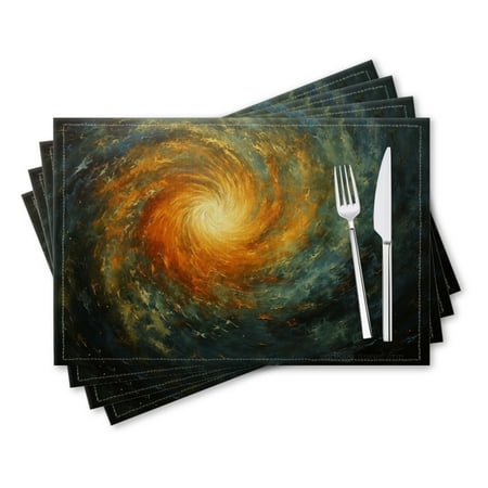

BaHomeck placemats Set of 4 rectangle Linen Cotton Placemats for Dining Table Washable Heat Resistant 18*12inch Whirlpool Nebula Galaxy Spira