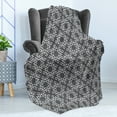 thumbnail image 4 of Grey and White Soft Flannel Fleece Throw Blanket, Moroccan Star Pattern Traditional Tile Symmetrical Motifs, Cozy Plush for Indoor and Outdoor Use, 70" x 90", Charcoal Grey White, by Ambesonne, 4 of 5