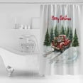 thumbnail image 2 of Merry Christmas Red Truck Shower Curtain, 66" x 72", Forest Xmas Tree Present Winter Snow Waterproof Bathroom Curtain Washable Shower Curtain Set with 12 Hooks, 2 of 6