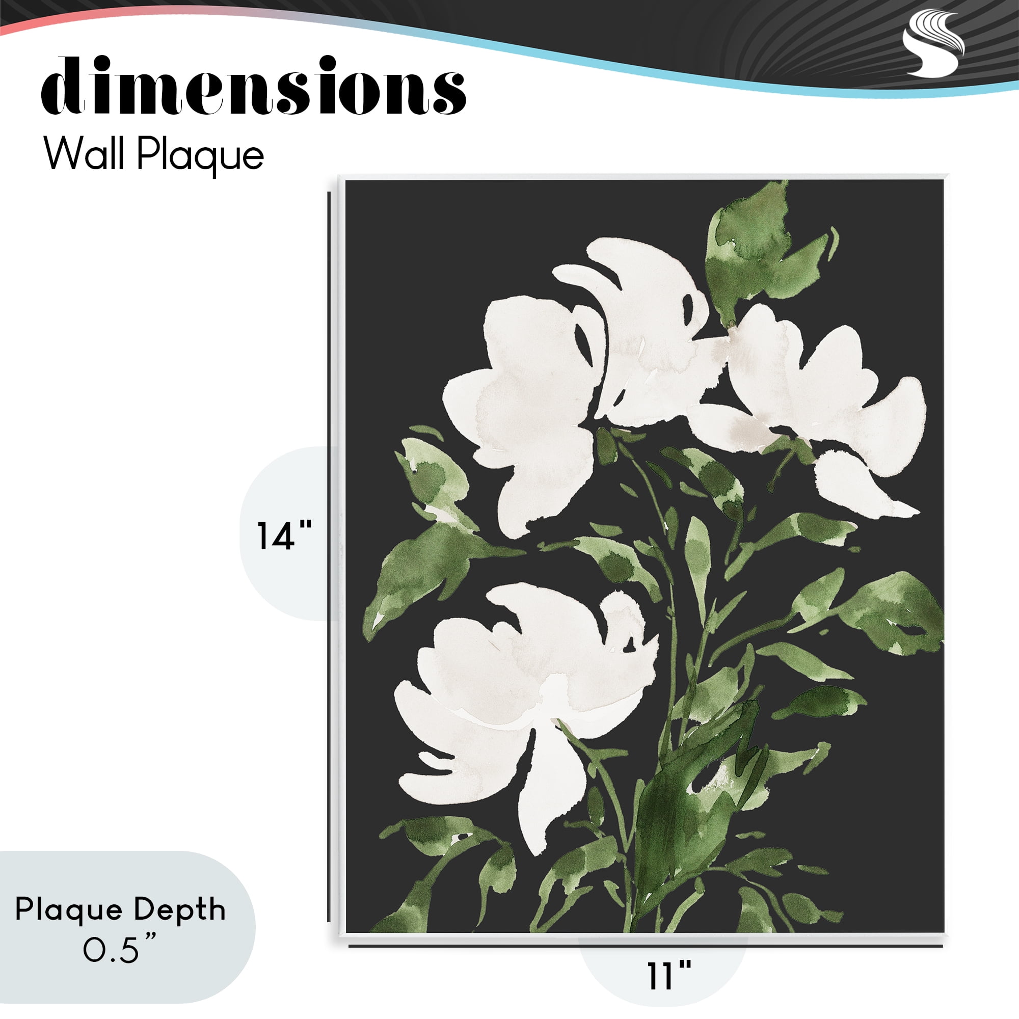 Stupell Industries White Over Black Floral Wall Plaque Art, design by Lucille Price