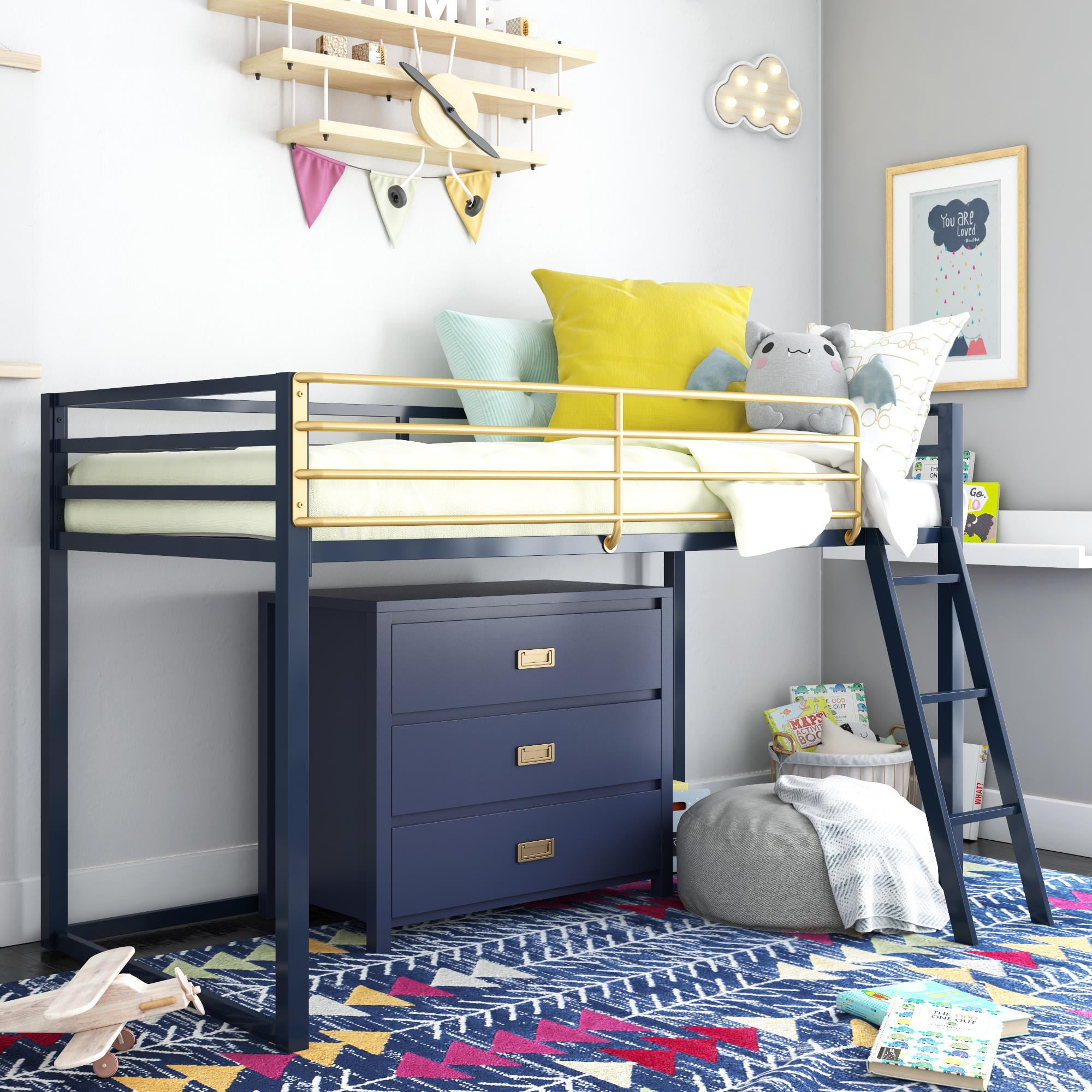 Little Seeds Monarch Hill Haven Metal Junior Loft Bed, Blue Walmart