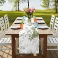 thumbnail image 4 of Sage Green Flower 70 Inch Table Runner, Watercolor Gradient Retro Floral Farmhouse Dresser Scarf Cotton & Linen Tablerunner for Dining/Kitchen Island/Holiday Party Décor 13" x 70", 4 of 9