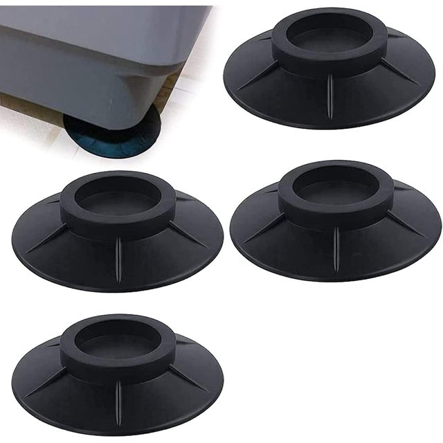 BR Pies negros para lavadora, juego de 4, almohadillas de goma antideslizantes para amortiguar las vibraciones