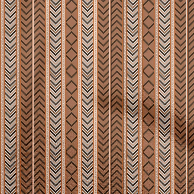 oneOone Cotton Silk Brown Fabric Geometric Sewing Material Print Fabric By The Yard 42 Inch Wide