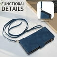 thumbnail image 4 of Dteck for iPhone 16 Pro Max Wallet Case, Crossbody Phone Purse with Card Holder for Women Men, Soft PU Leather Zipper Carry Cover with Shoulder Strap for iPhone 16 Pro Max,Blue, 4 of 6