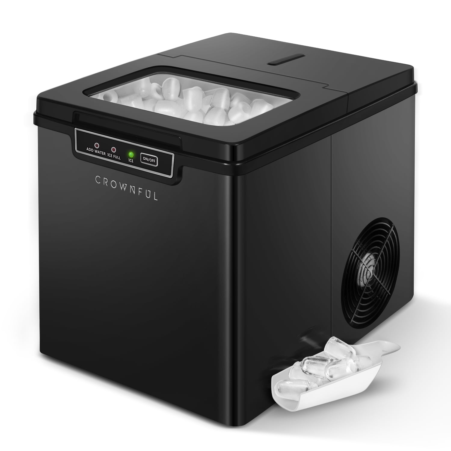 Produces Ice Cubes within approx 7-13 min Compact and Portable Ice Cube Maker Includes Scoop and Removable Basket Ice Maker Machine 2L Tank No Plumbing Required Silber