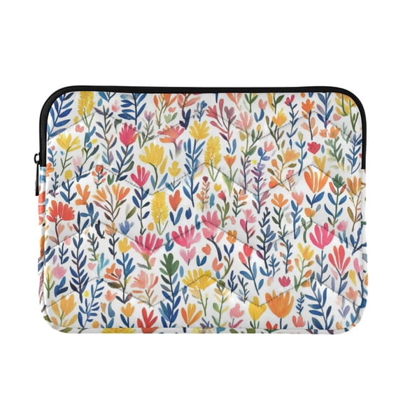 FORMRS 13-13.3 inch Laptop Sleeve Case Soft Carrying Quilted Computer Bag Cover, Yellow Wildflower Pattern