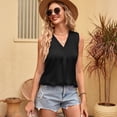 thumbnail image 4 of Fjuchai Womens Silk Stain Shirt Tops for Female Sleeveless Tees Summer V-Neck T-Shirt Shirt S-XXL, 4 of 9