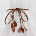 thumbnail image 6 of Hontri Pu Belt in Clearance, Women Versatile Decorative Thin Pu Belt Waist Chain Leaf Woven Thin Belt Knotted Skirt Waist Rope Belt, Female White One Size, 6 of 7