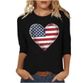 thumbnail image 2 of Vetsdori Summer T Shirts for Women American Flag July Fourth Pullover Graphic 3/4 Sleeve Plus Size,Crew Neck Casual Red White and Blue Independence Day Ladies Tops Fashion, 2 of 5