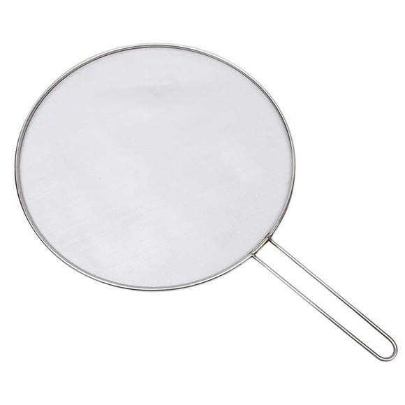 Xinwennn Cesta para freír redonda de acero inoxidable de 29 cm para utensilios de cocina, cubierta de aceite a prueba de explosiones, cesta para freír plegable, colador lateral para fregadero